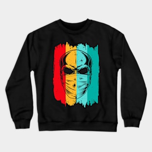 Skull with protective Face Mask vintage retro Crewneck Sweatshirt